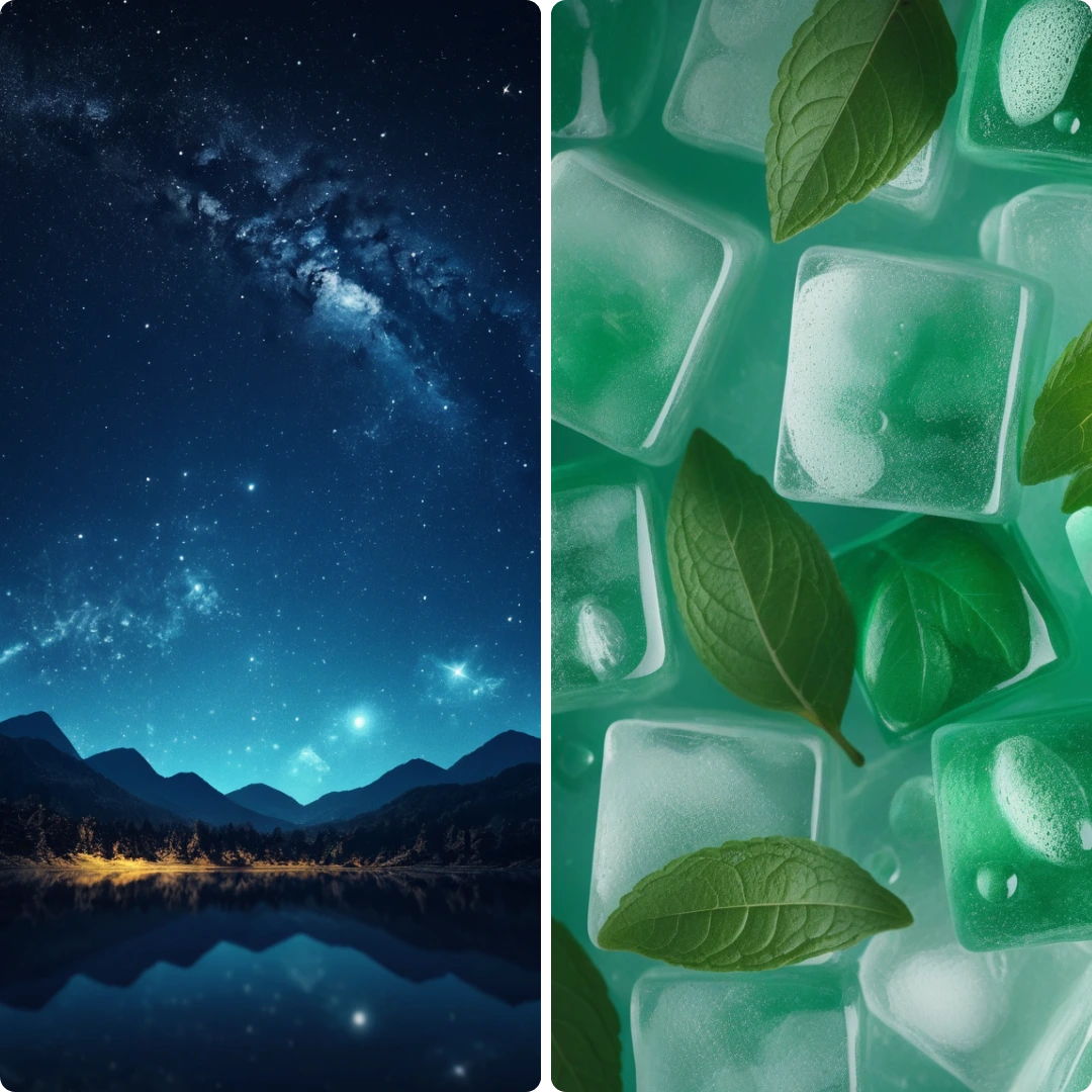 two mobile phone backgrounds of star sky and ices