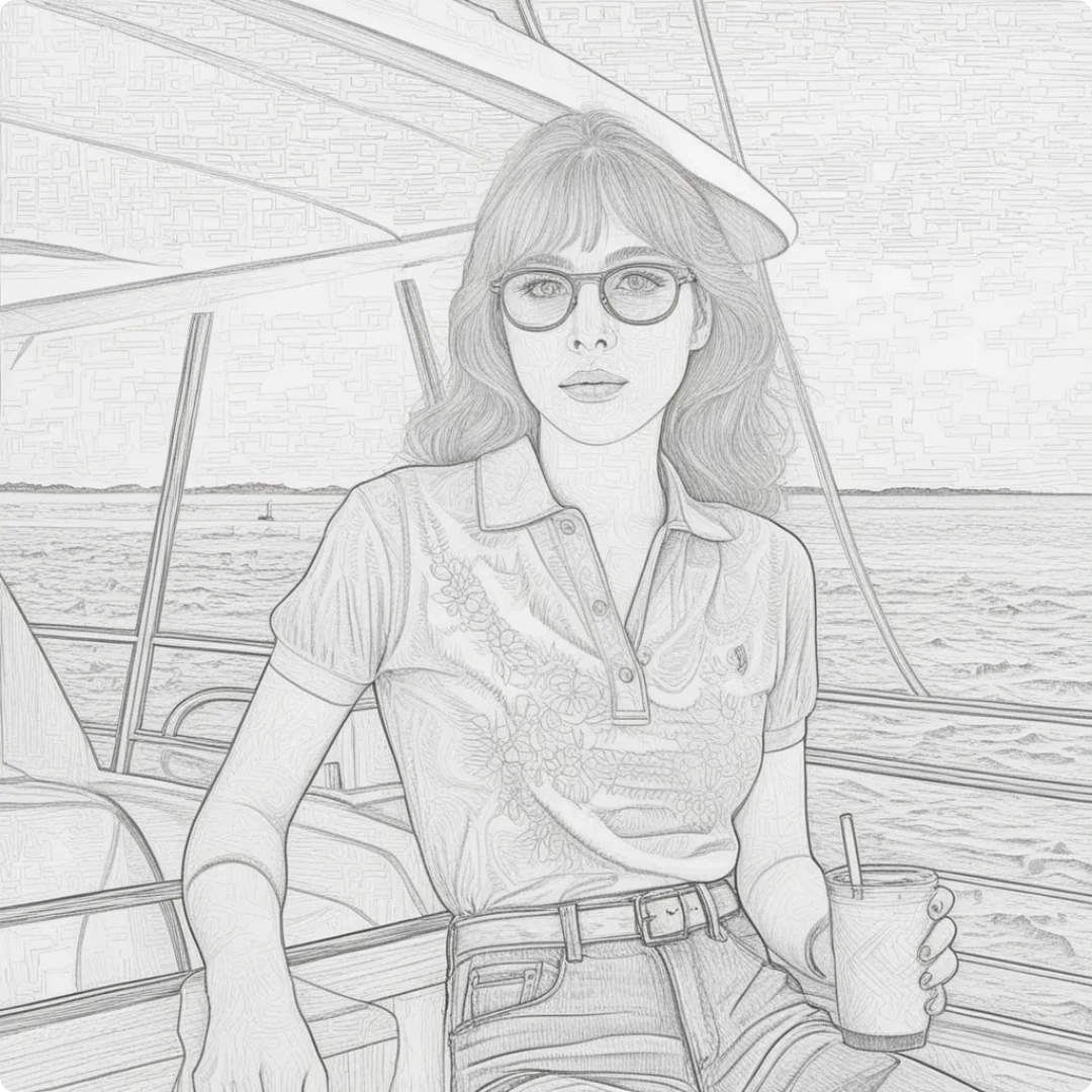 sketch art of woman on the deck generated by ai picture generator
