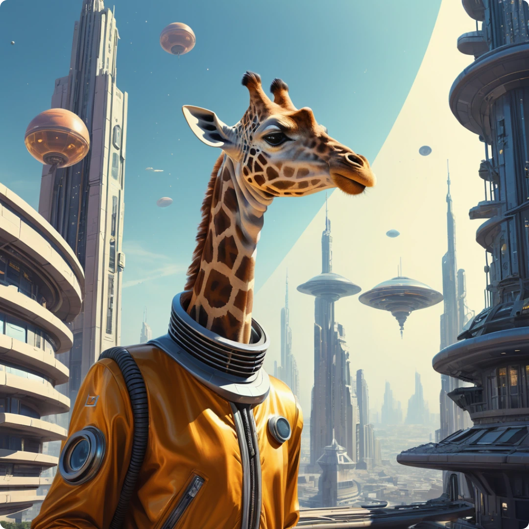 ai picture generator created modern art of a giraffe in the city