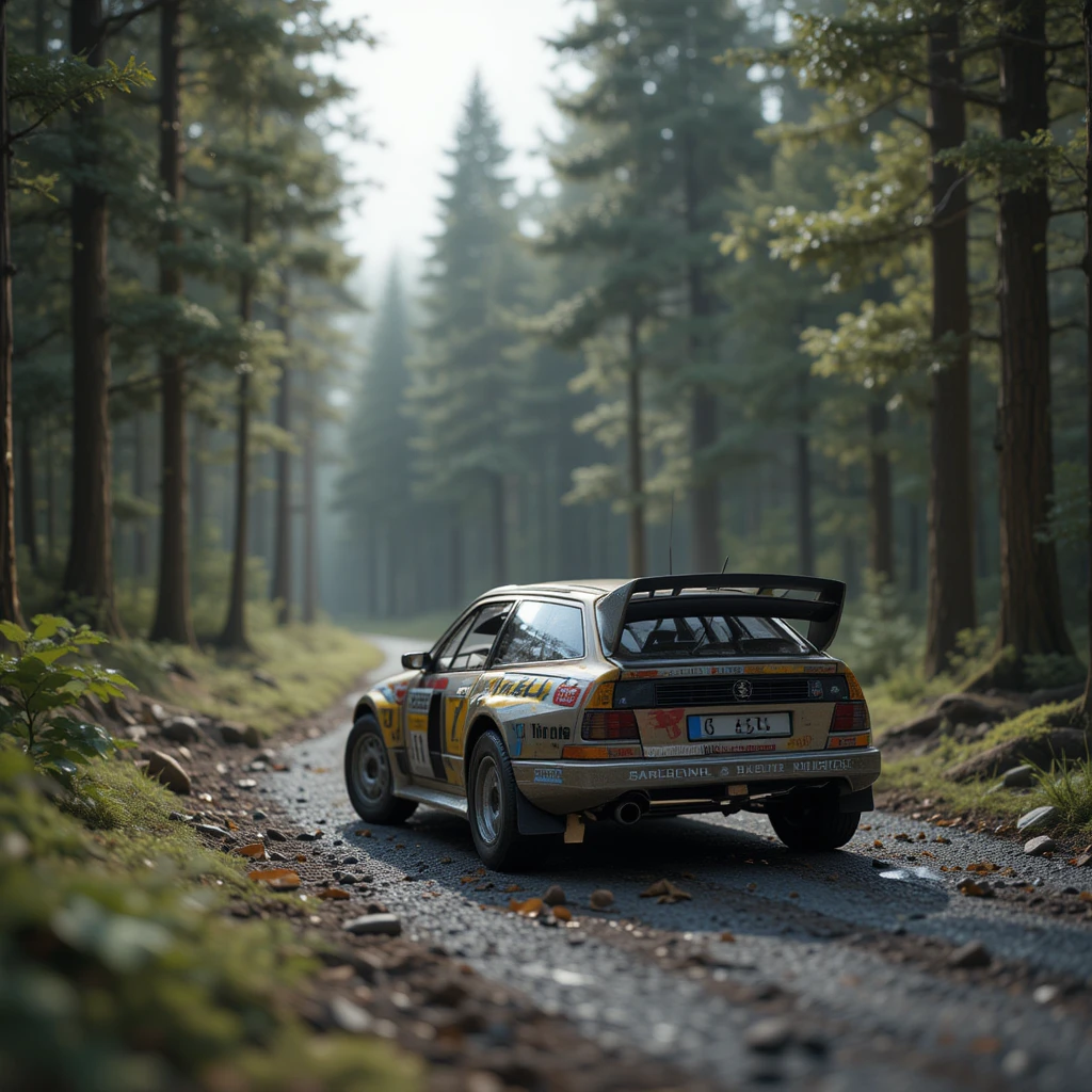 a sports car in the forest - digital painting