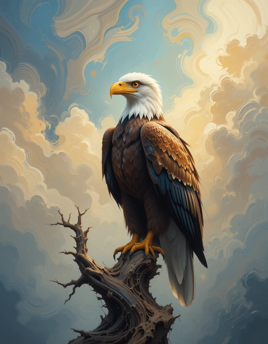 ai art - a bald eagle on the top of the tree