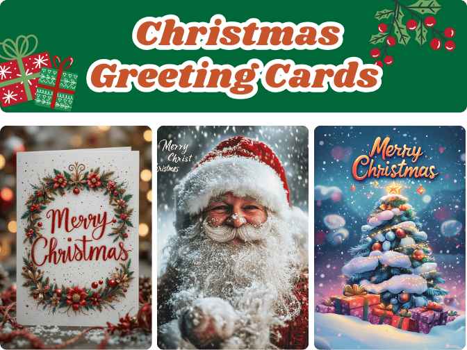 christmas ai image generator - 3 Christmas greeting cards