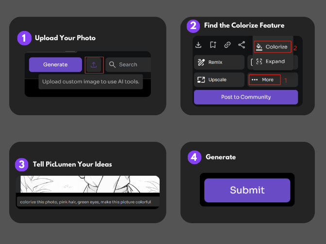 step by step guide for colorizing the uploaded image