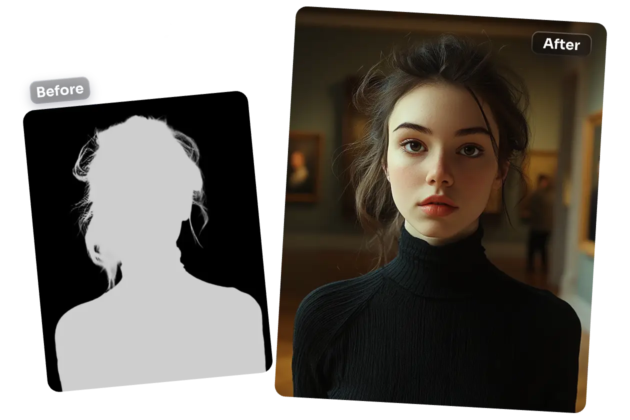 convert a depth image to a girl portrait with piclumen's flux controlnet depth tool
