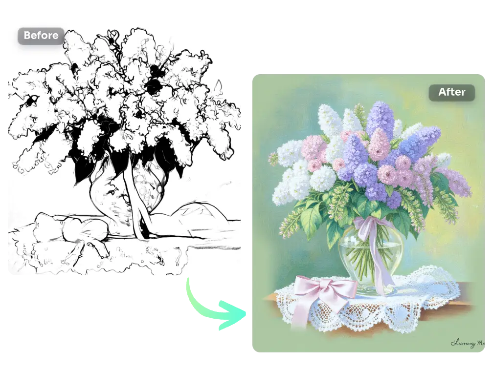 convert a hand drawn manuscript into a colorful and stylized image with rich details