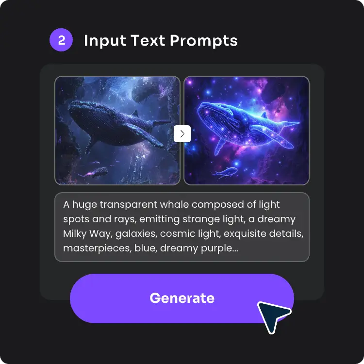 input text prompts to refine image details and colors