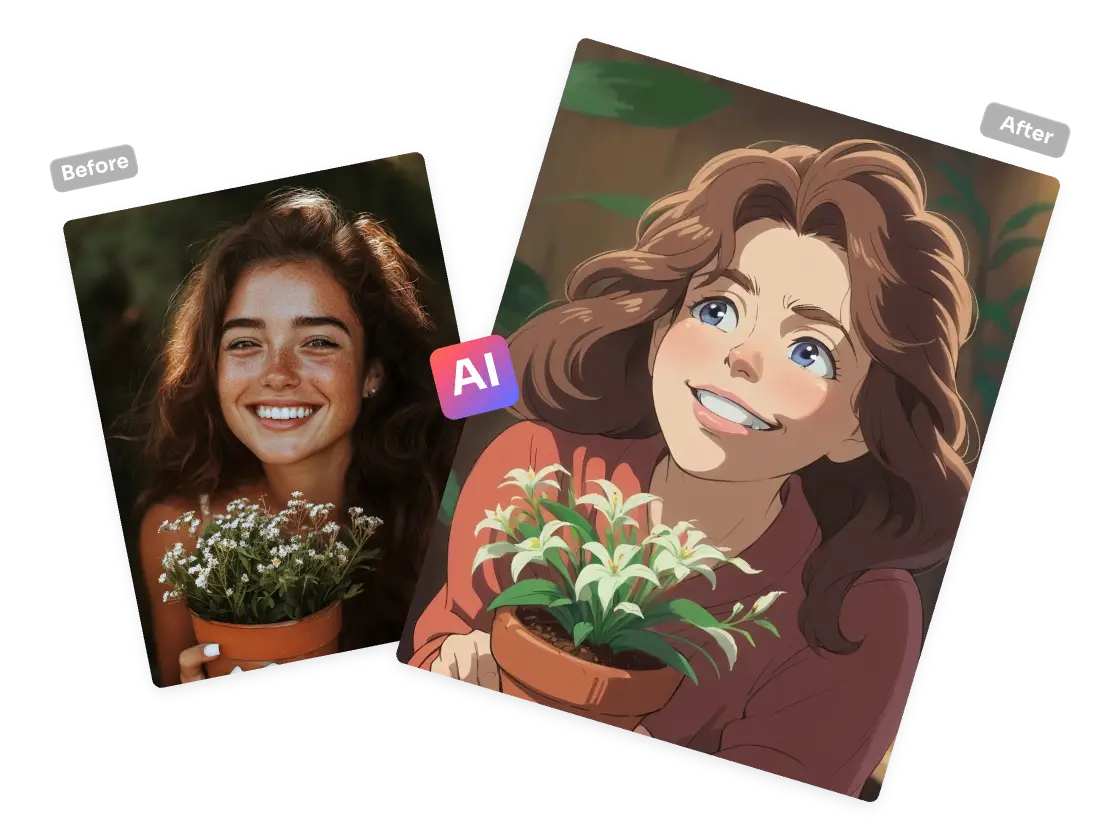 transform a girl selfie into studio ghibli style with PicLumen's studio ghibli filter