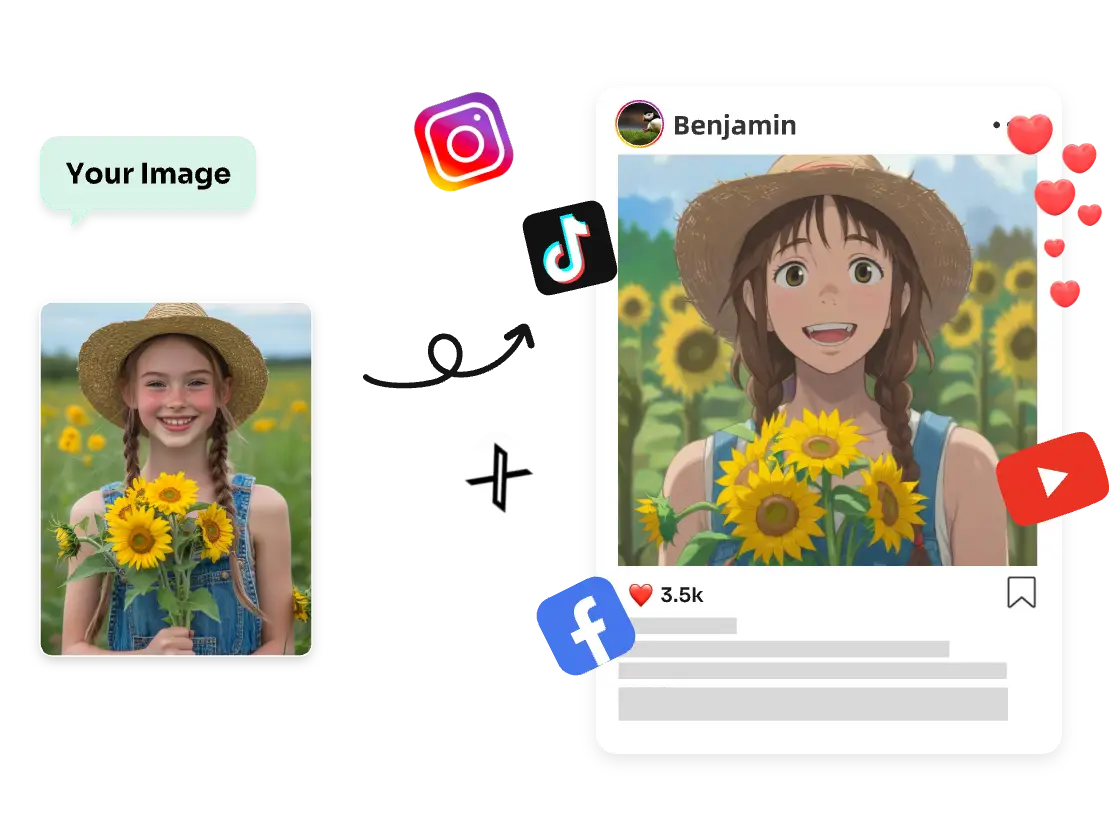 transformed studio ghibli style selfie on social media