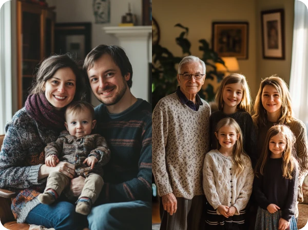 two ai family portraits generated by piclumen ai portrait generator