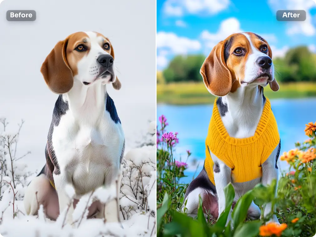 upload a dog image and let canny extract its lines to generate a complete image with rich colors and details