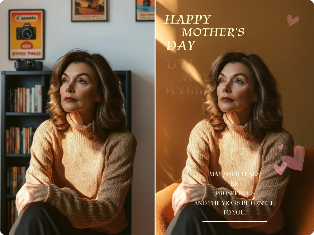 elegant woman happy mothers day poster with warm message design