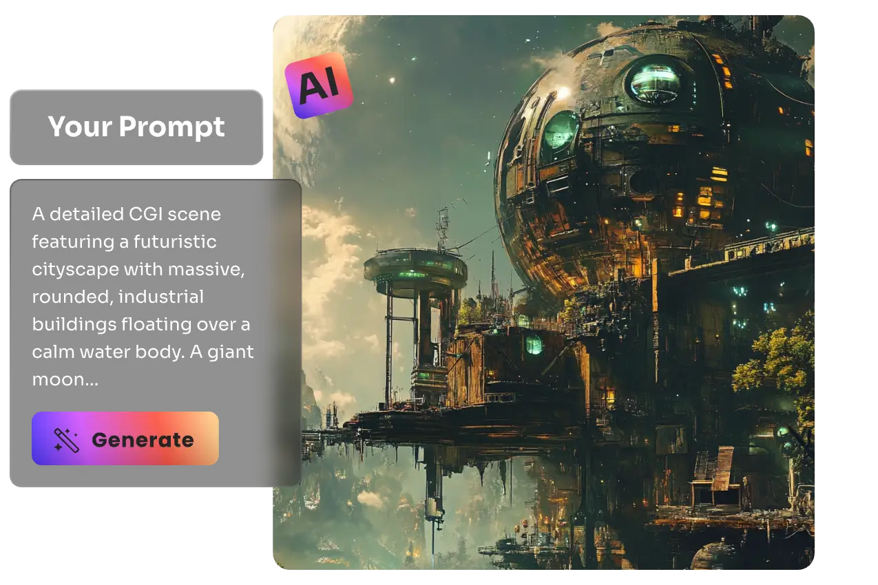 a futuristic cityscape generated from text prompt with Piclumen