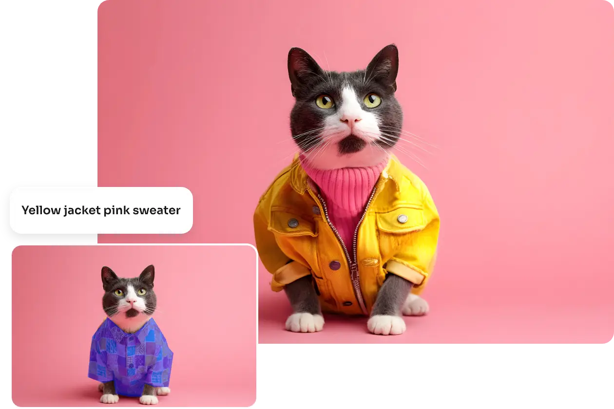 the clothes of the cat portrait changed by AI replacer