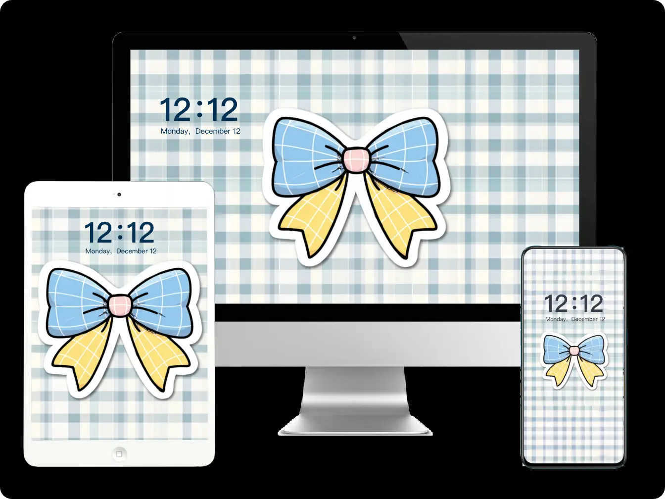 a blue cute bow wallpaper for phone, pad, and laptop