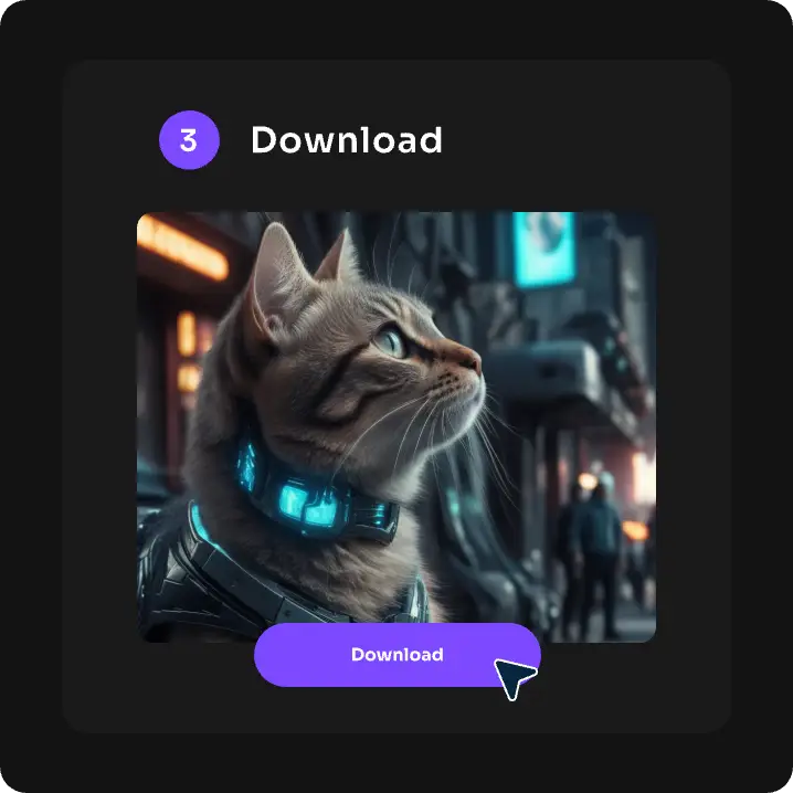 the created AI pet portrait picture for online download