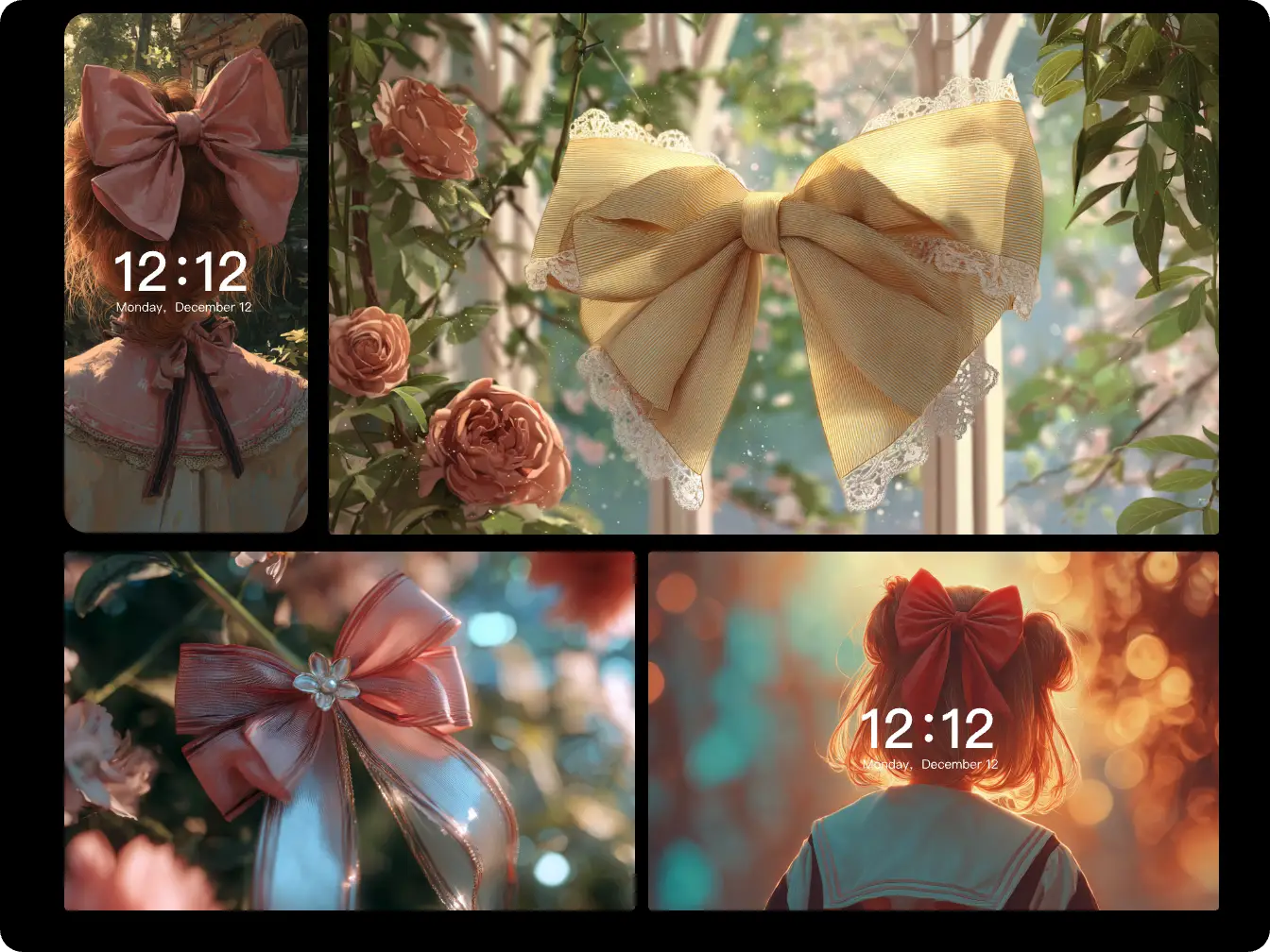 four cute bow wallpapers created by Piclumen