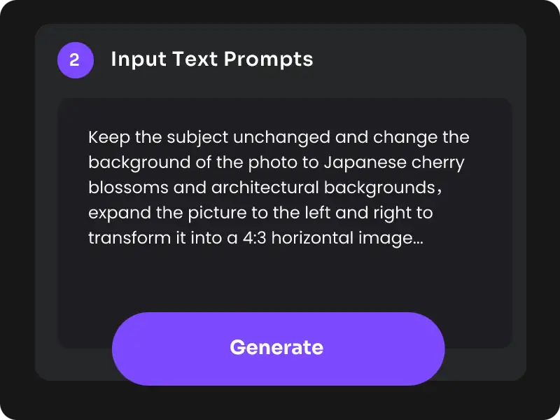 enter prompts about the thing you want to change with PicLumen's prompt-based ai image genrator
