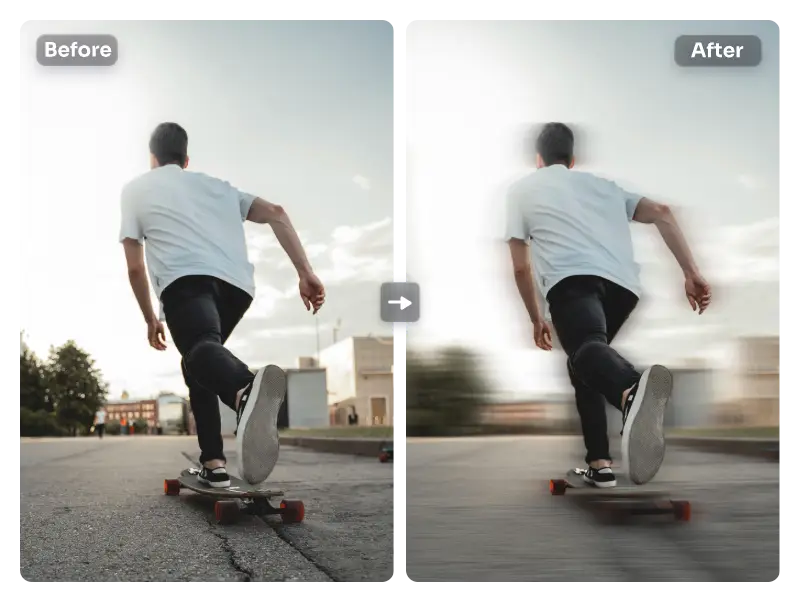 secondary edited skateboard image with dynamic blur effect added