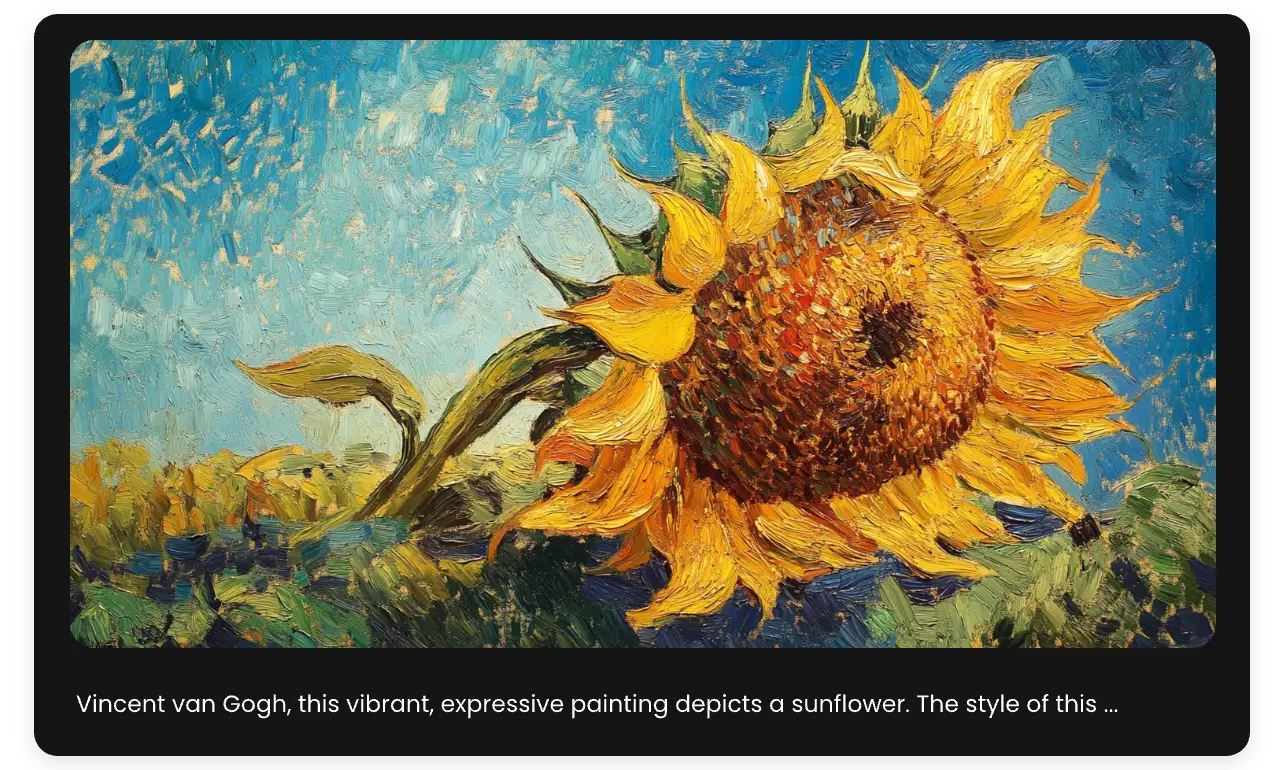 girasole nello stile di van gogh generato da piclumen ai van gogh generator