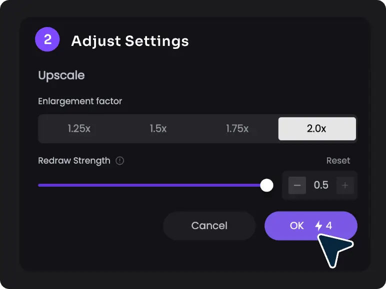 der Schritt der Anpassung der Einstellung des Piclumen-Anime-Upscalers