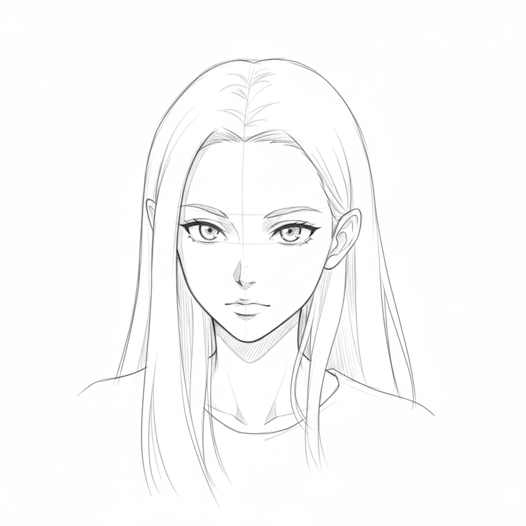 a sketch of a close-up of a lady