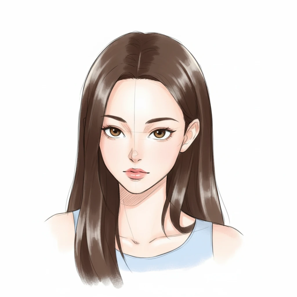 a close-up portrait of a lady colored by piclumen