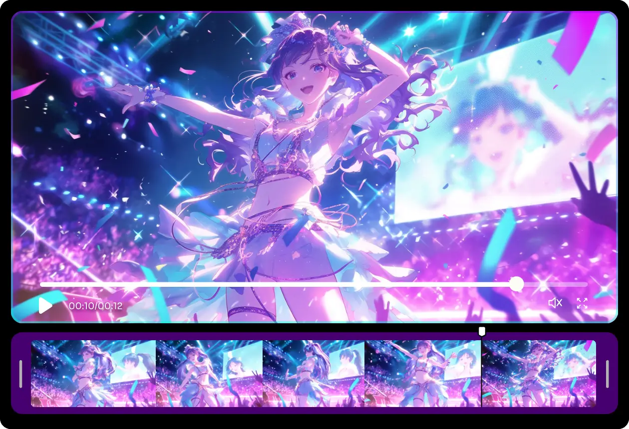 a colorful anime girl video made in piclumen ai video generator