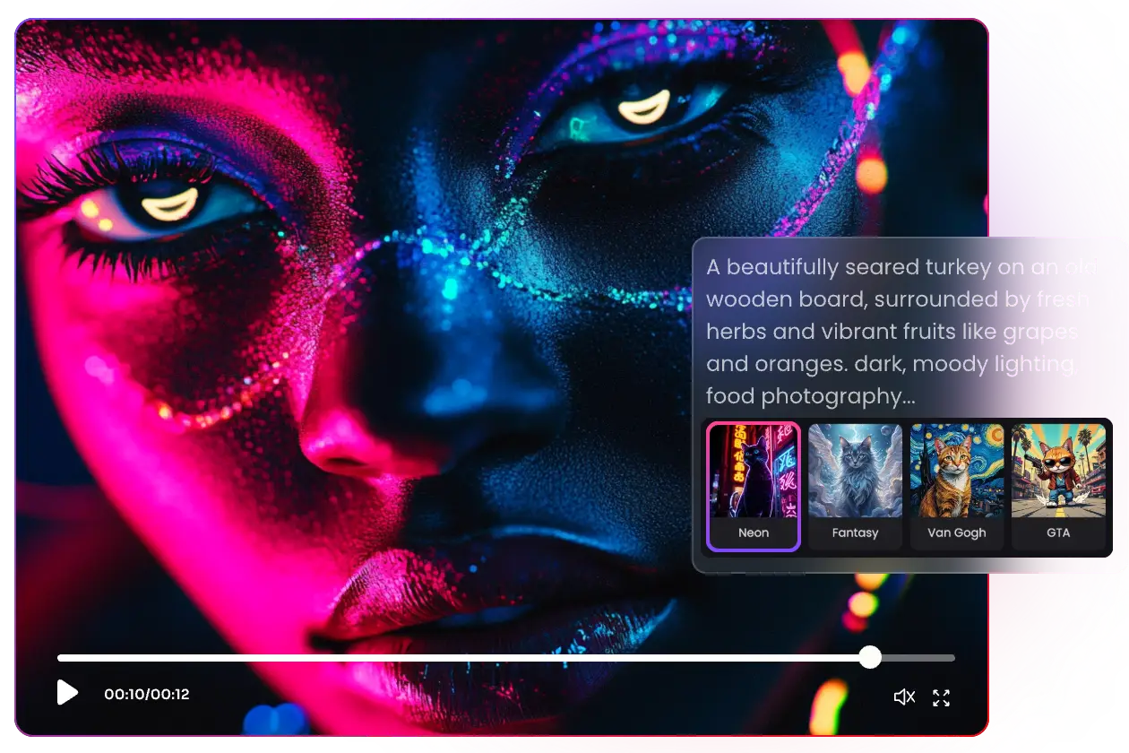 cool neon styled portrait video with style selection, created by piclumen ai video generator