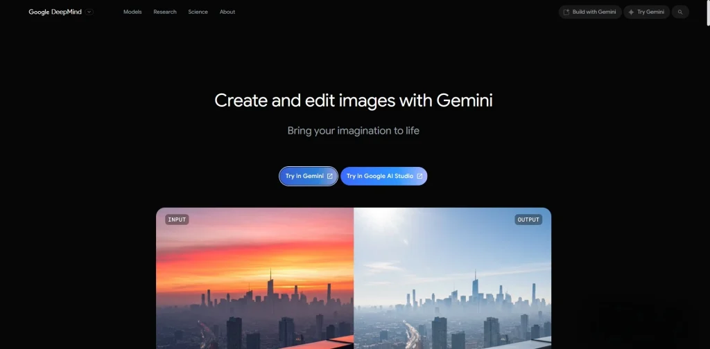interface of google nano banana
