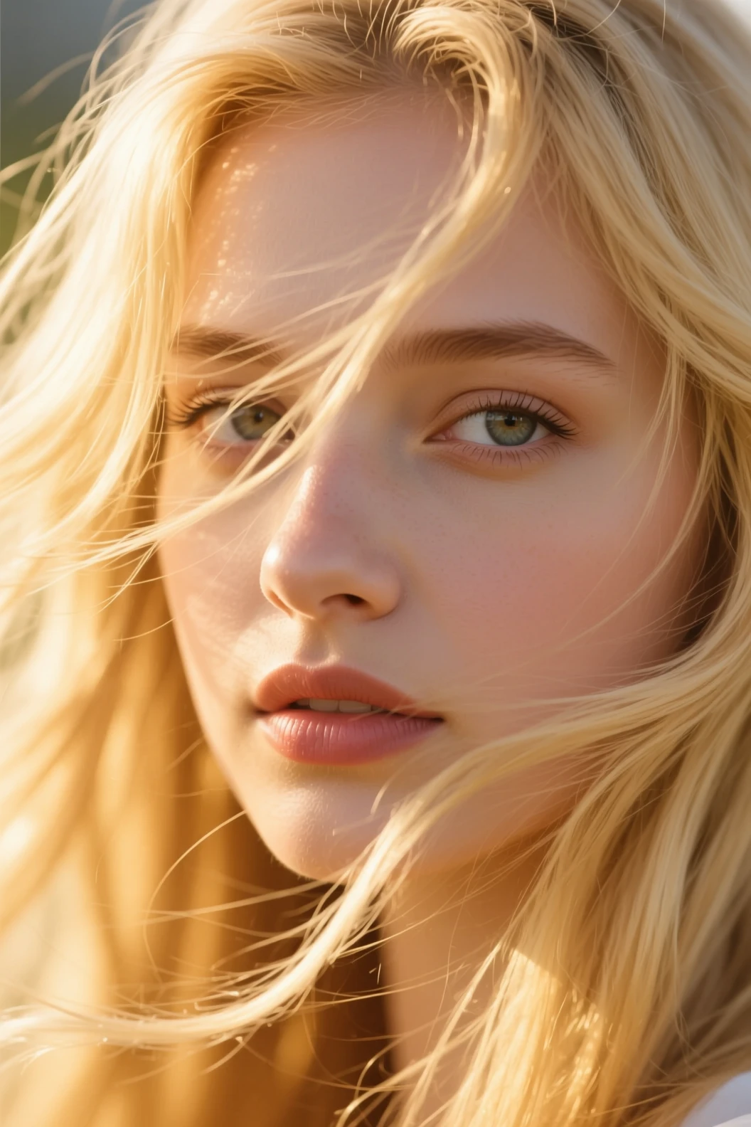 Soft golden-light AI portrait of woman in painterly style